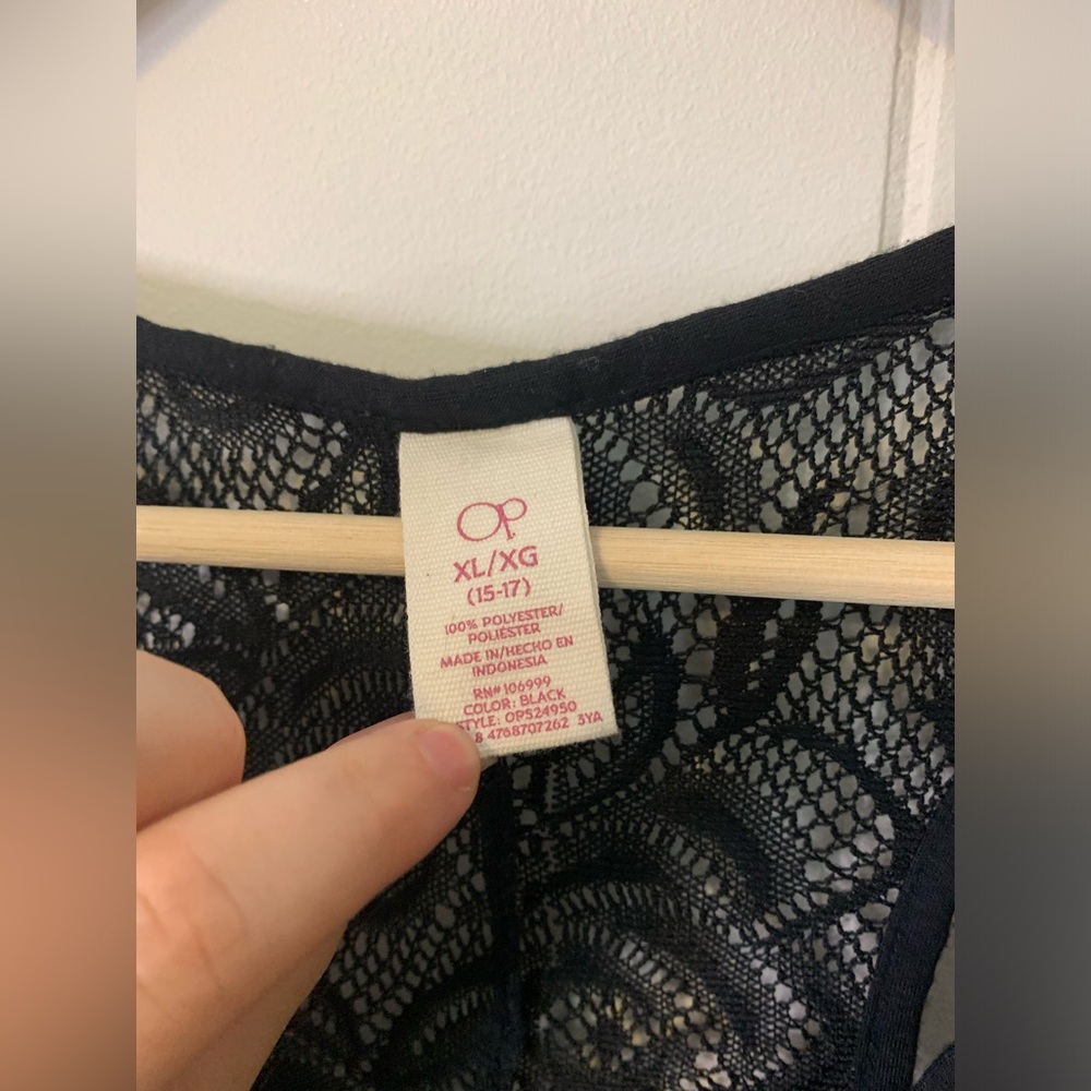 OP Black Crochet Lace Swimsuit Coverup Dress Size Extra Large - Picture 3 of 4